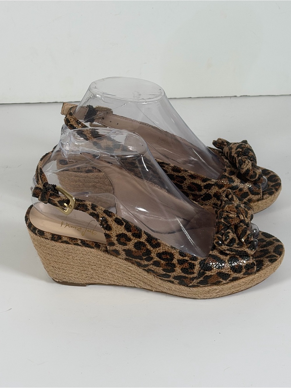 Franco Sarto A-Camino Leopard Espadrille Wedge Heels Women’s Size 7 Ankle Strap - Picture 9 of 13